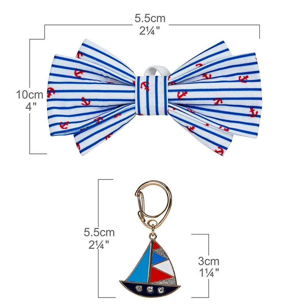 Nautical Dog Collar Bowtie Set