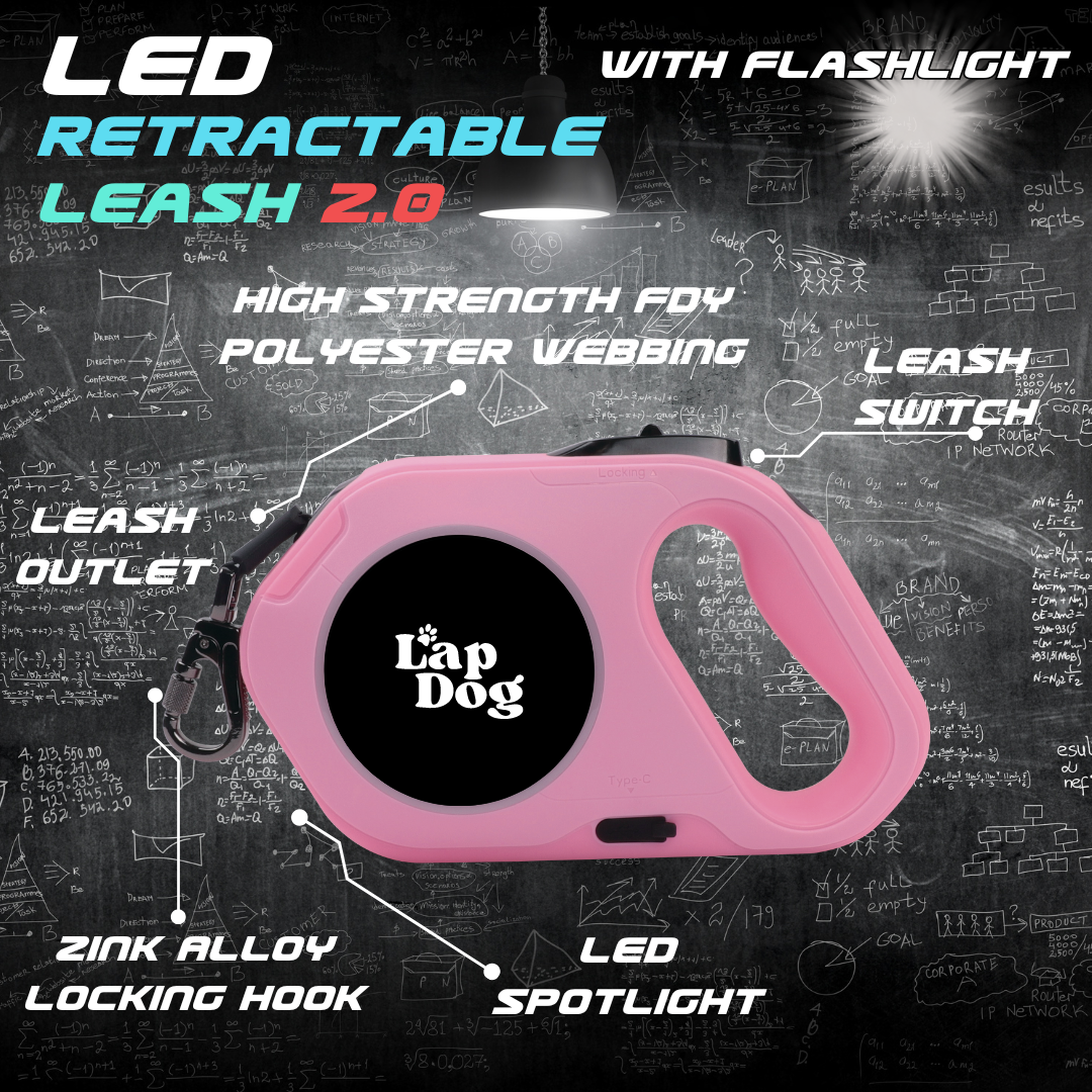 LED Retractable Dog Leash with Flashlight