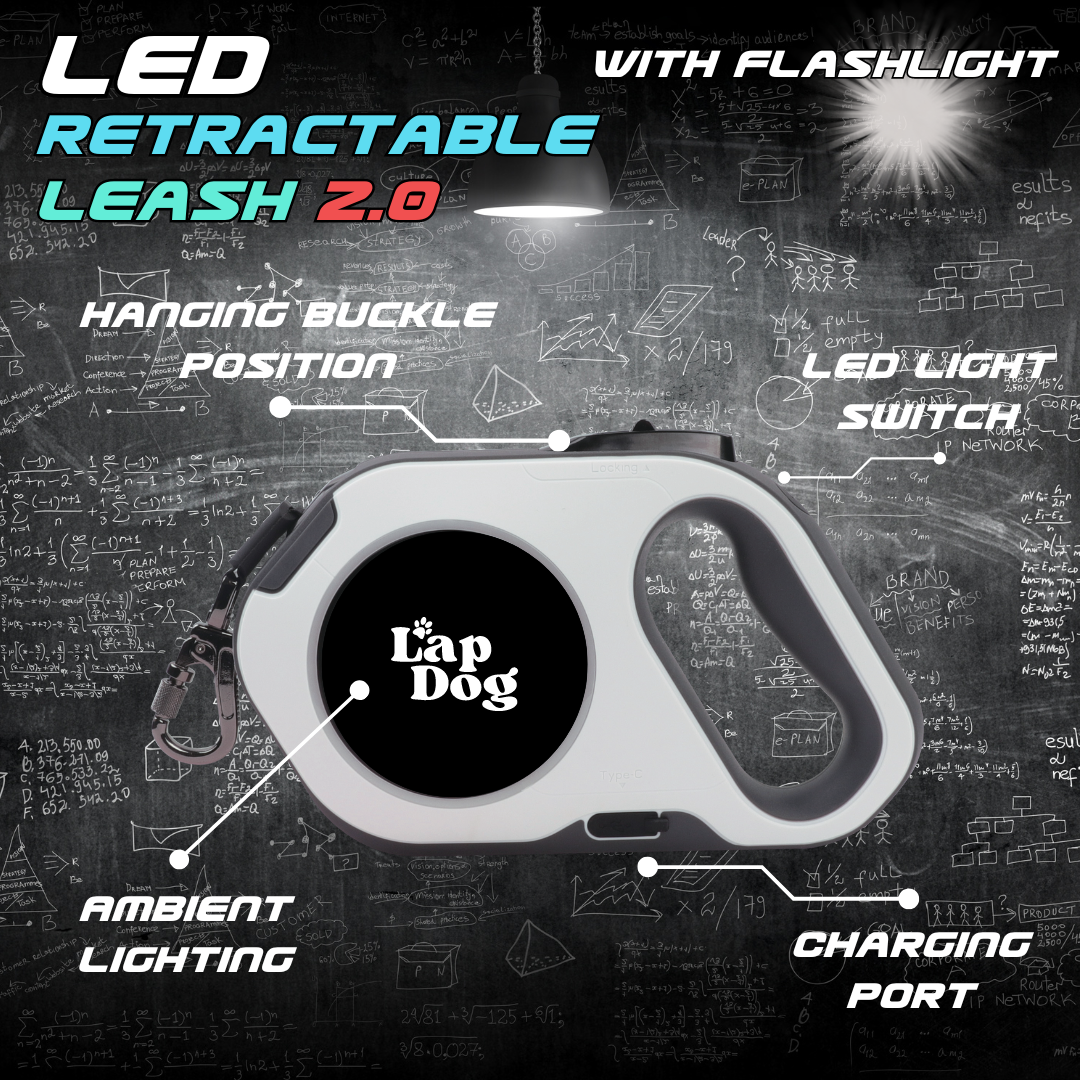 LED Retractable Dog Leash with Flashlight