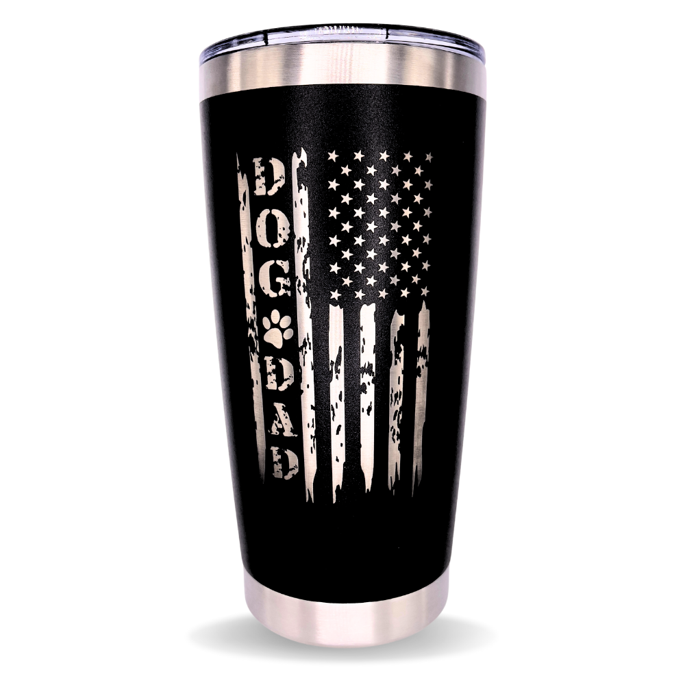 Tumbler 20 oz Dog Dad American Flag