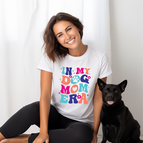 In My Dog Mom Era shirt- colorful design