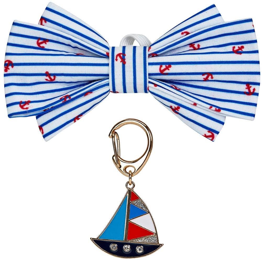 Nautical Dog Collar Bowtie Set