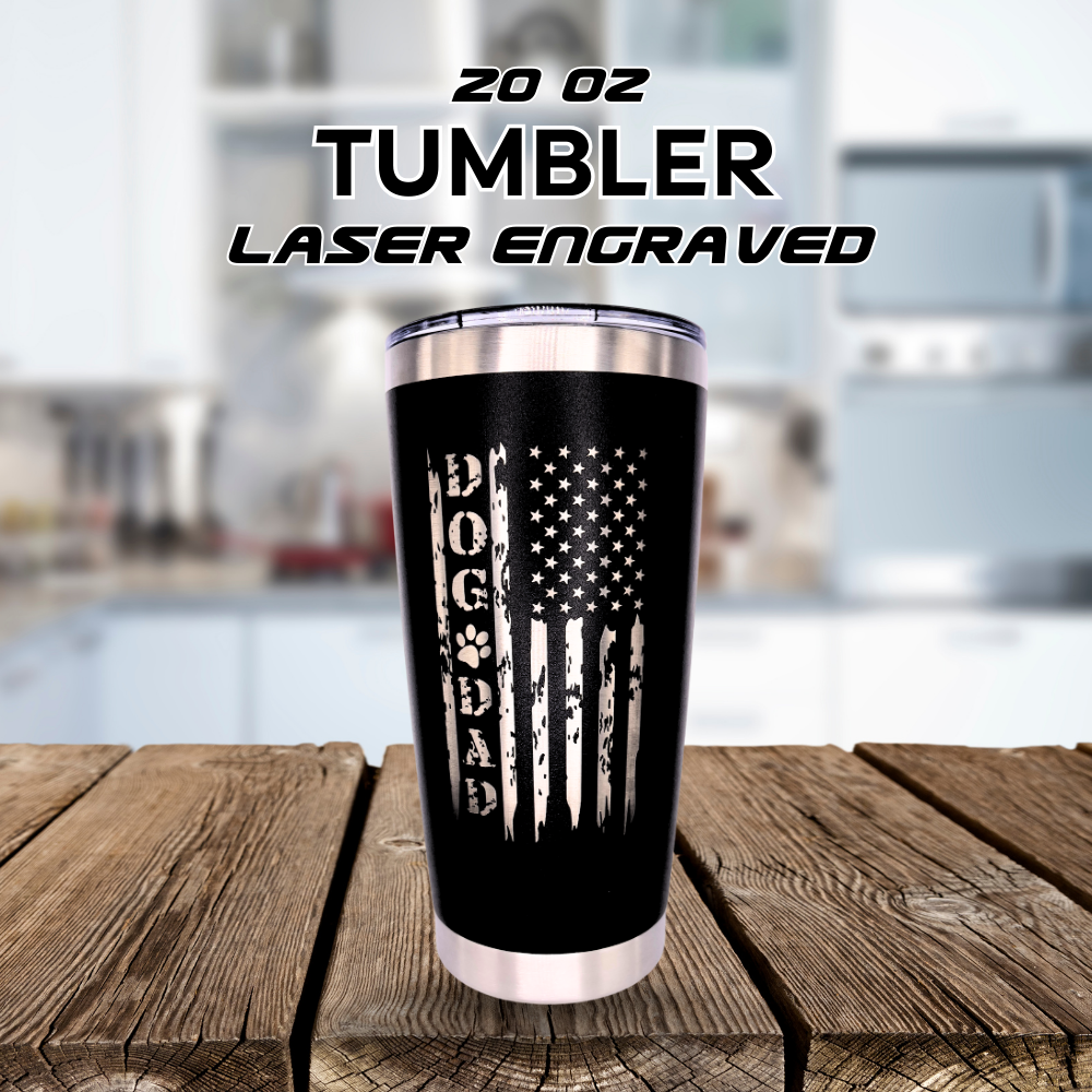 Tumbler 20 oz Dog Dad American Flag