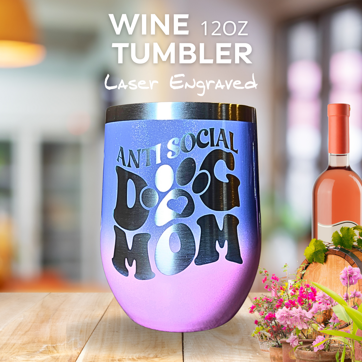 Wine Tumbler Anti-Social Dog Mom