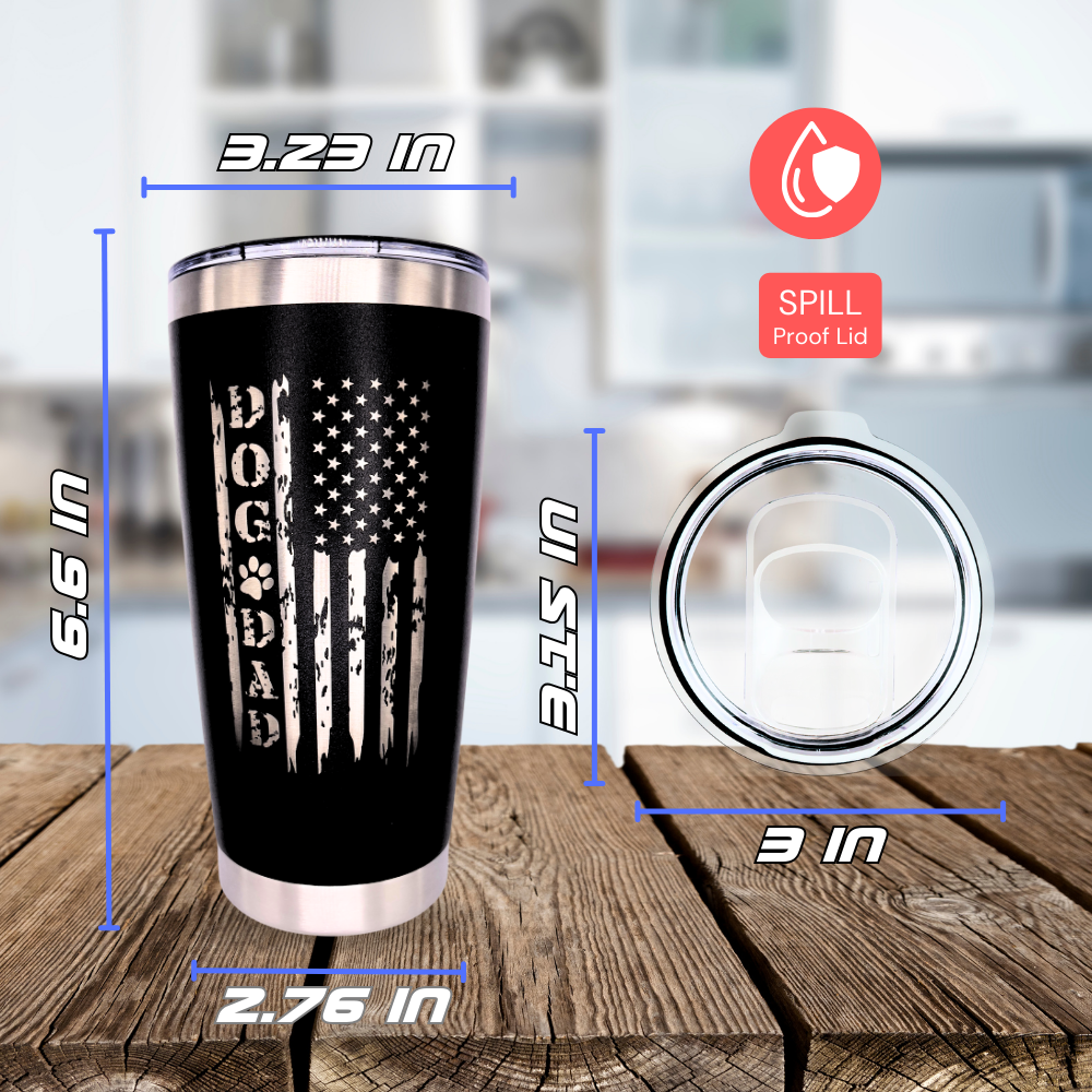 Tumbler 20 oz Dog Dad American Flag