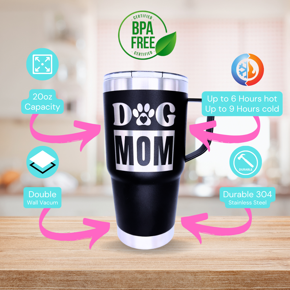 Tumbler 20 oz w/ handle Dog Mom