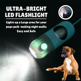 Box of Dog Poop Bags with LED Flashlight Holder