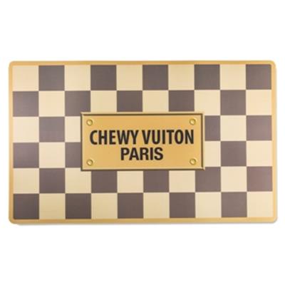 Checker Chewy Vuiton Bowls & Mat Bundle by Haute Diggity Dog