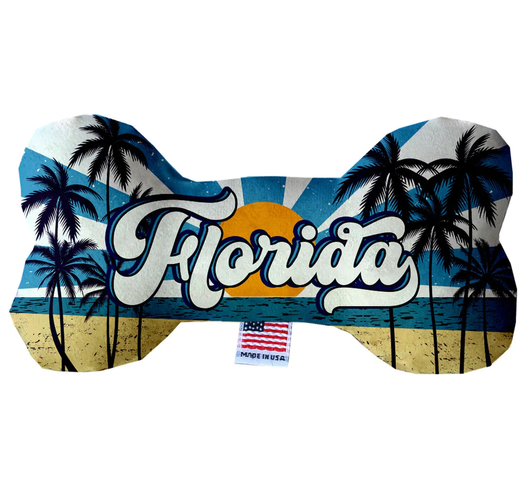 Florida Retro Beach Bone Dog Toy