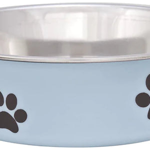 Small Light Blue Stainless Bowl with Rubber Base