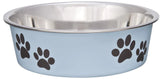 Small Light Blue Stainless Bowl with Rubber Base