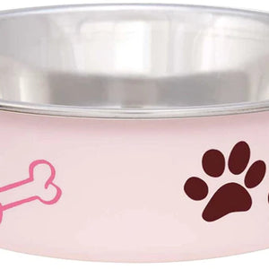 Small Pink Stainless Steel Bowl with Rubber Base