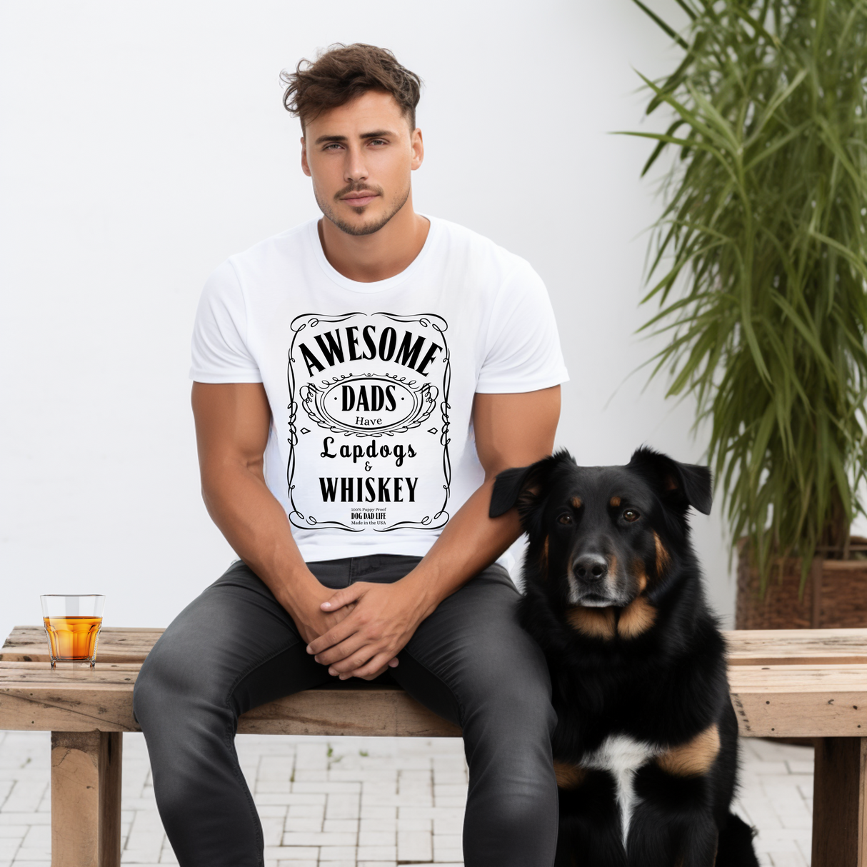 Awesome Dad's Lapdog & Whiskey Men's Shirt black design